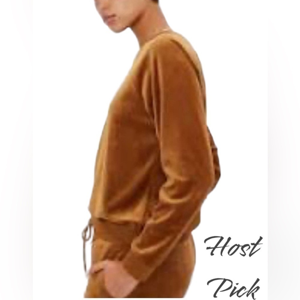Gap Velour Crew Neck Sweatshirt in Bright Brown Size XXL NWT - Picture 2 of 7